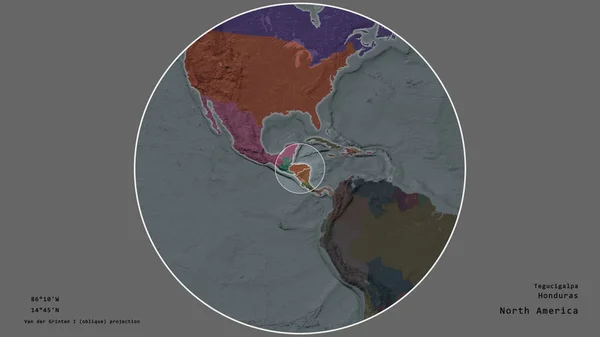 Area Dell Honduras Segnata Con Cerchio Sulla Mappa Larga Scala — Foto Stock