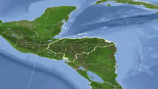 Honduras Barrio Perspectiva Oblicua Distante Forma Delineada Imágenes Satélite —  Fotos de Stock