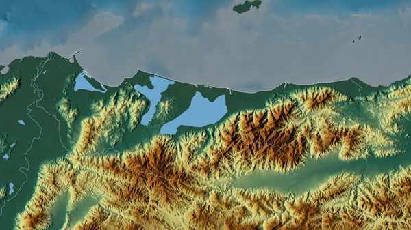 Atlantida Departement Von Honduras Farbige Reliefs Mit Seen Und Flüssen — Stockfoto