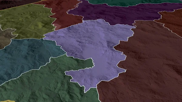 Комаягуа Департамент Гондурасу Збільшений Виділений Кольорові Зігнуті Карти Адміністративного Поділу — стокове фото