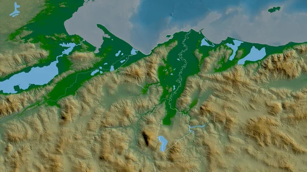 ホンジュラスのコルテスだ 湖や川と色シェーダーデータ 形状は その国の領域に対して概説 3Dレンダリング — ストック写真