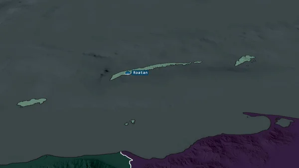 Islas Bahia Département Honduras Zoomé Mis Évidence Avec Capitale Carte — Photo