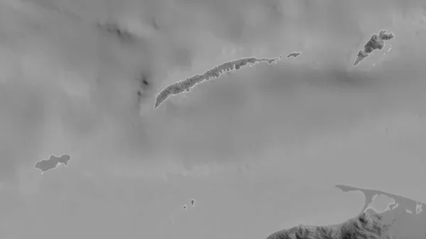ホンジュラスのイスラス バイア県 湖や川とグレースケールの地図 形状は その国の領域に対して概説 3Dレンダリング — ストック写真