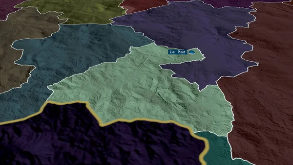 Paz Departamento Honduras Ampliado Destacado Con Capital Mapa Coloreado Tocado — Foto de Stock
