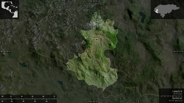 Lempira Departamento Honduras Imágenes Satélite Forma Presentada Contra Área País —  Fotos de Stock