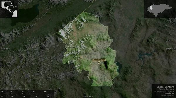 Santa Barbara Departamento Honduras Imagens Satélite Forma Apresentada Contra Sua — Fotografia de Stock