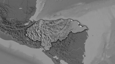 Stereografik projeksiyondaki bilek yüksekliği haritasında Honduras bölgesi - koyu parlak çizgili raster tabakalarının ham bileşimi