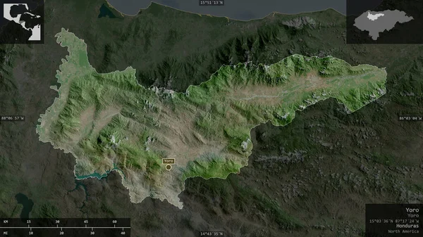 Yoro Département Honduras Imagerie Satellite Forme Présentée Contre Zone Pays — Photo