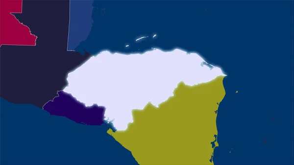 Hondurasområdet Kartan Över Administrativa Indelningar Den Stereografiska Projektionen Råa Sammansättningen — Stockfoto
