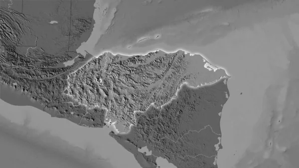 Honduras Area Bilevel Elevation Map Stereographic Projection Raw Composition Raster — Stock Photo, Image