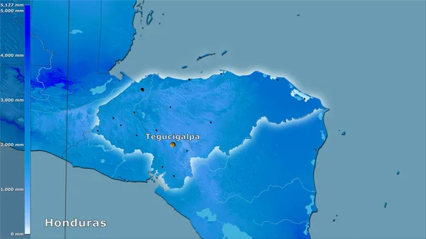 Річні Опади Районі Гондурасу Стереографічній Проекції Легендою Головною Композицією — стокове фото
