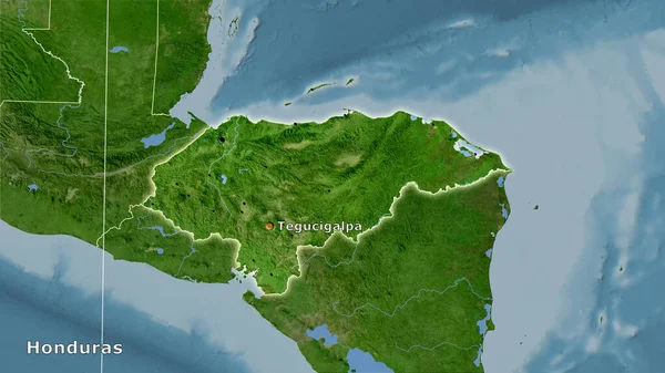 Área Honduras Mapa Satélite Proyección Estereográfica Composición Principal —  Fotos de Stock