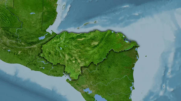 Honduras Plocha Mapě Satelitu Stereografické Projekci Hrubé Složení Rastrových Vrstev — Stock fotografie