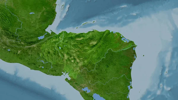 卫星B地图上的洪都拉斯地区立体投影 光栅层的原始成分 — 图库照片