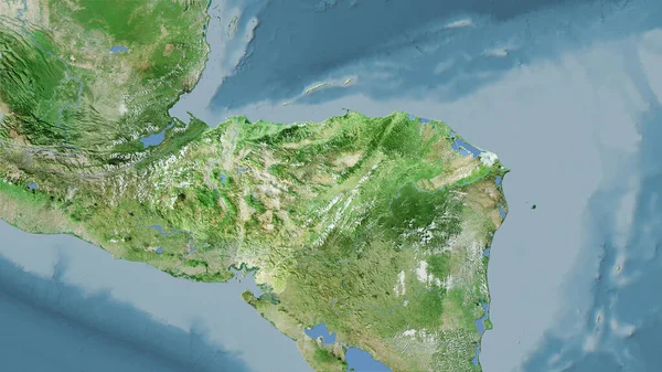 卫星D地图上的洪都拉斯地区立体投影 光栅层的原始组成 — 图库照片