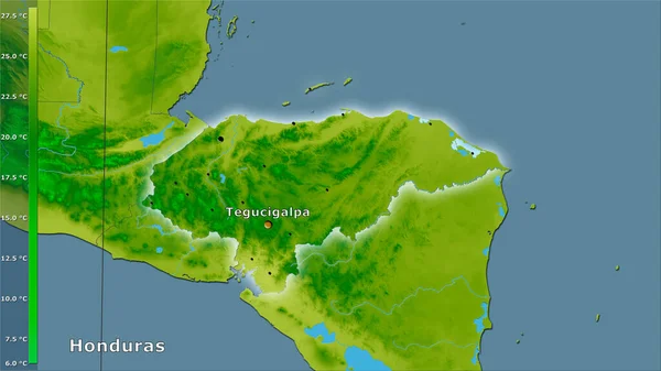 Température Moyenne Annuelle Dans Région Honduras Dans Projection Stéréographique Avec — Photo