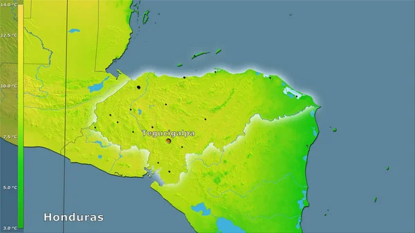 Середня Зміна Температури Районі Гондурасу Стереографічній Проекції Легендою Головним Складом — стокове фото