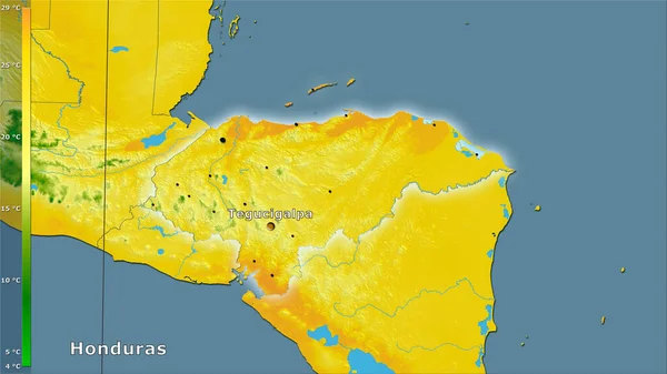 Mean Temperature Warmest Quarter Honduras Area Stereographic Projection Legend Main — Stock Photo, Image