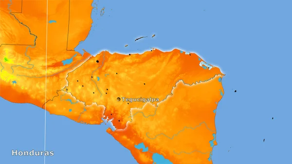 Stereografik Projeksiyondaki Yıllık Sıcaklık Haritasında Honduras Alanı Ana Bileşim — Stok fotoğraf