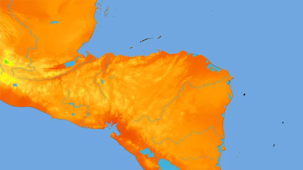 Obszar Hondurasu Rocznej Mapie Temperatury Projekcji Stereograficznej Surowy Skład Warstw — Zdjęcie stockowe