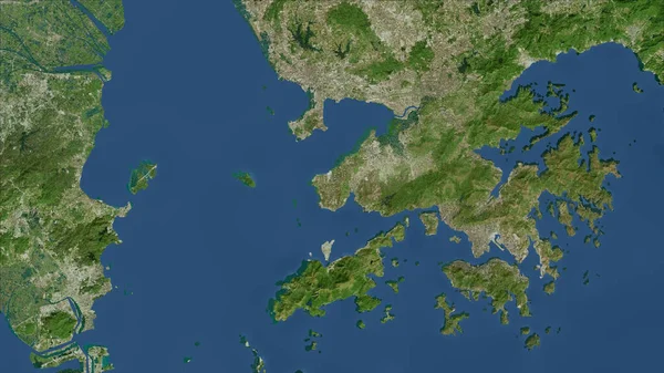 Hong Kong. Close-up perspective of the country - no outline. satellite imagery