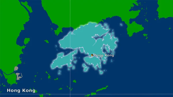 Área Hong Kong Mapa Divisiones Administrativas Proyección Estereográfica Composición Principal — Foto de Stock