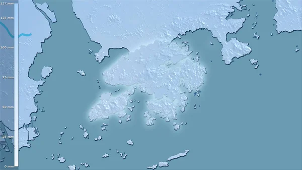 Opady Najzimniejszego Kwartału Obszarze Hongkongu Projekcji Stereograficznej Legendą Surowa Kompozycja — Zdjęcie stockowe