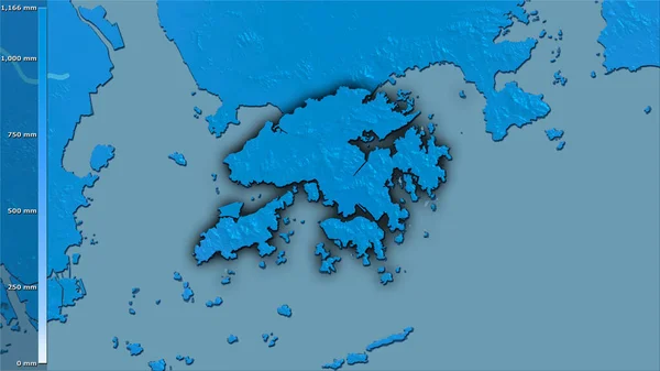 Opady Najwilgotniejszych Kwartałów Obszarze Hongkongu Projekcji Stereograficznej Legendą Surowa Kompozycja — Zdjęcie stockowe