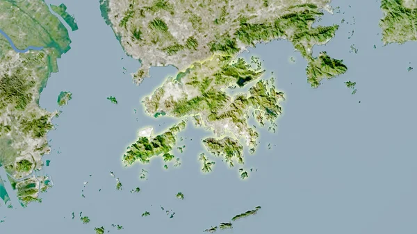 Área Hong Kong Satélite Mapa Proyección Estereográfica Composición Cruda Capas — Foto de Stock