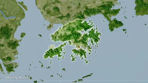 Hong Kong area on the satellite B map in the stereographic projection - main composition