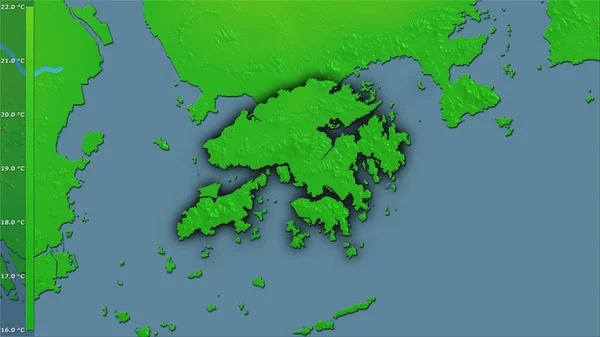Середньорічна Зміна Температури Районі Гонконгу Стереографічній Проекції Легендарно Сирою Композицією — стокове фото