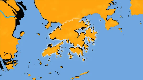 Територія Гонконгу Щорічній Температурній Карті Стереографічній Проекції Сира Композиція Растрових — стокове фото