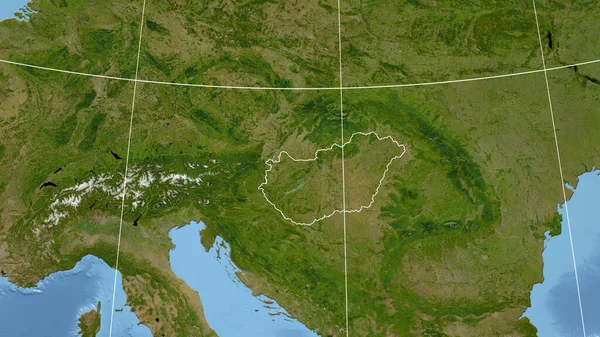 Венгрия Гродненщина Отдаленная Перспектива Очертаниями Страны Спутниковые Снимки — стоковое фото