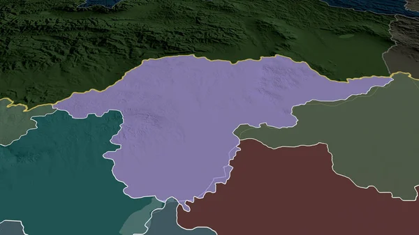ボルス アバジ ゼムプレン ハンガリーの郡が拡大し 強調した 行政区画の色と衝突した地図 3Dレンダリング — ストック写真