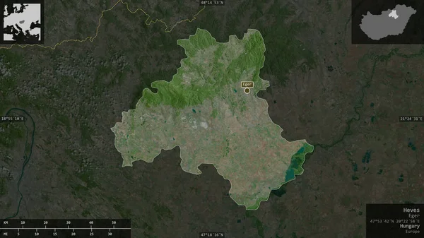 Хевес Графство Венгрия Спутниковые Снимки Форма Представленная Территории Страны Информативными — стоковое фото