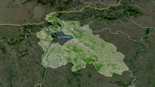 Pest Comté Hongrie Zoomé Mis Évidence Avec Capitale Imagerie Satellite — Photo