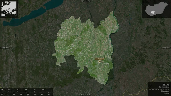 Толна Графство Венгрия Спутниковые Снимки Форма Представленная Территории Страны Информативными — стоковое фото