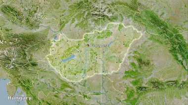 Uyduda Macaristan bölgesi stereografik projeksiyonda bir harita - ana bileşim