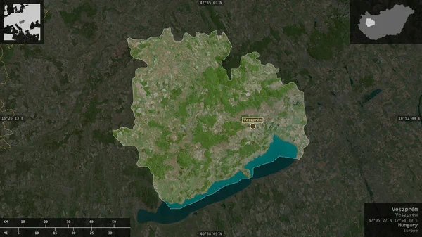 Veszprem Condado Hungría Imágenes Satélite Forma Presentada Contra Área País — Foto de Stock