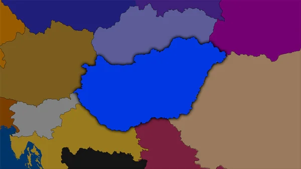 Hungría Mapa Divisiones Administrativas Proyección Estereográfica Composición Cruda Capas Trama —  Fotos de Stock