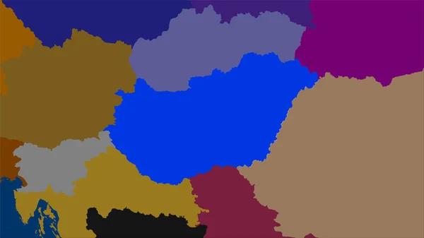 Zone Hongrie Sur Carte Des Divisions Administratives Dans Projection Stéréographique — Photo