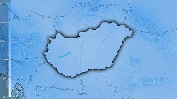 Precipitazione Del Quartiere Più Caldo Dell Ungheria Nella Proiezione Stereografica — Foto Stock