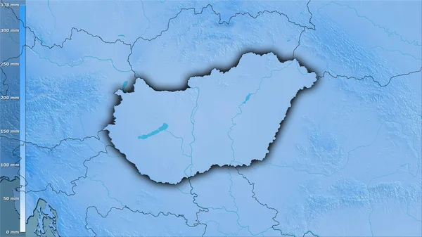 Precipitación Del Mes Más Húmedo Dentro Del Área Hungría Proyección —  Fotos de Stock