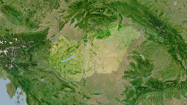 Hungría Satélite Mapa Proyección Estereográfica Composición Cruda Las Capas Trama — Foto de Stock