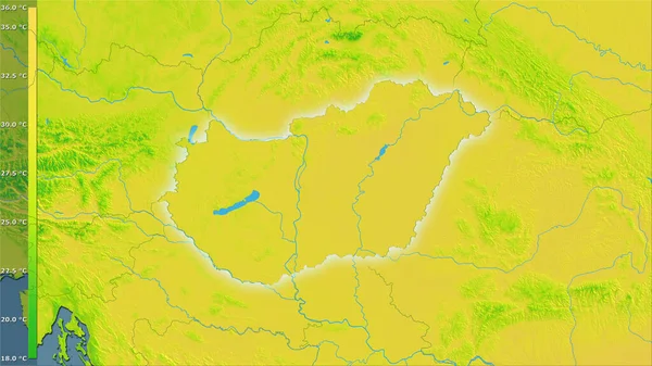 Variación Media Anual Temperatura Dentro Del Área Hungría Proyección Estereográfica — Foto de Stock