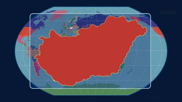 Vista Ampliada Del Contorno Hungría Con Líneas Perspectiva Contra Mapa — Foto de Stock