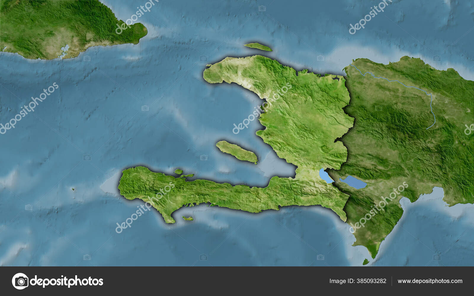 Haiti Area Satellite Map Stereographic Projection Raw Composition
