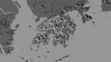 Stereografik projeksiyondaki bilek yüksekliği haritasında Hong Kong bölgesi - koyu parlak çizgili raster tabakalarının ham bileşimi