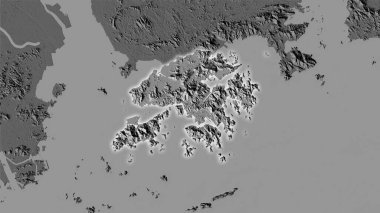 Stereografik projeksiyondaki bilek yüksekliği haritasında Hong Kong bölgesi - ışık saçan ana hatlı raster tabakalarının ham bileşimi