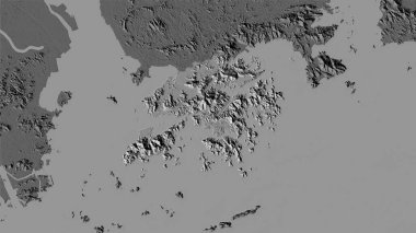Stereografik projeksiyondaki bilek yüksekliği haritasında Hong Kong bölgesi - raster katmanlarının ham bileşimi
